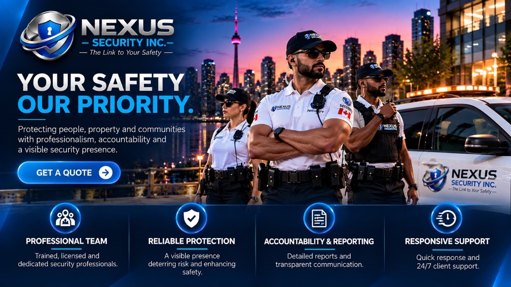 Your safety our priority. Protecting people, property and communities with professionalism, accountability and a visible security presence.
